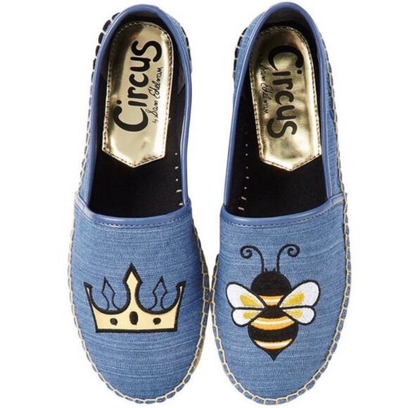 Circus Sam Edelman Size 8 Leni Queen Bee Espadrilles Flats Denim Blue Artsy Boho - Picture 1 of 8